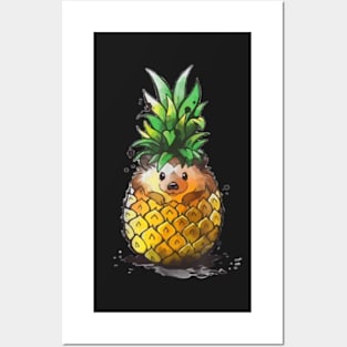 Hedgehog Pineapple Aloha Beaches Summer Hedgehogs Fruit Gift Posters and Art